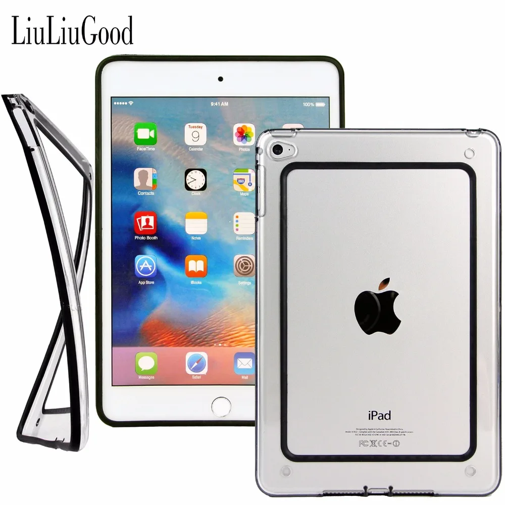 Bumper Case For Apple ipad Mini 4 frame rim Case Transparent Back Cover
