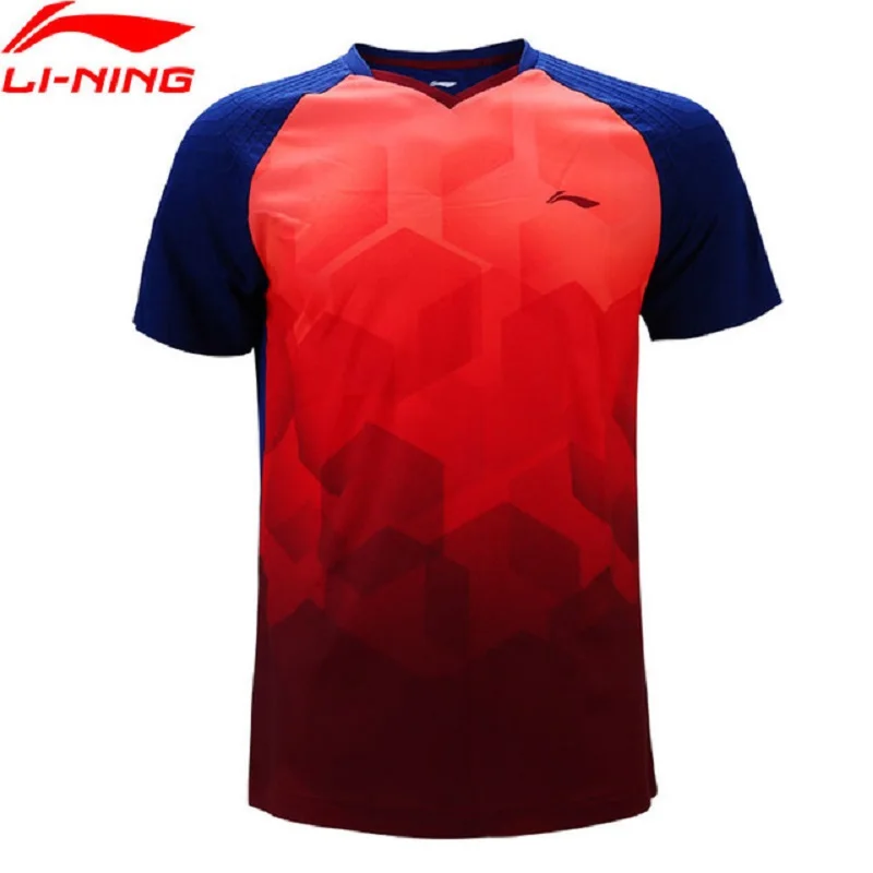

Li-Ning 2018 Men Badminton T-Shirts AT DRY Breathable Competition Top Comfort Fitness Li Ning Sports Tees T-Shirt AAYN269
