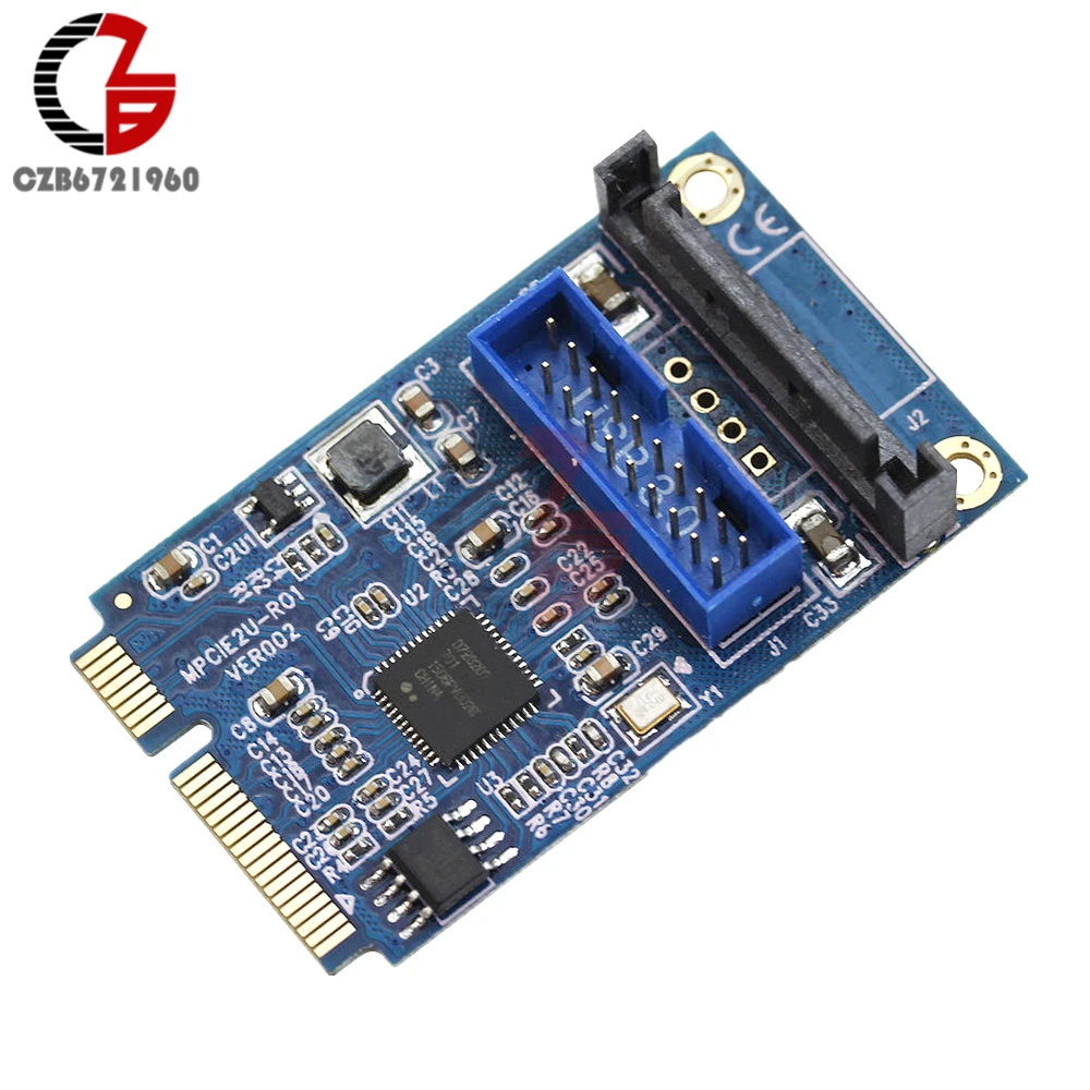 

Mini PCI-E to USB Adapter PCIE to 19Pin SATA Dual USB3.0 Mini Expansion Card