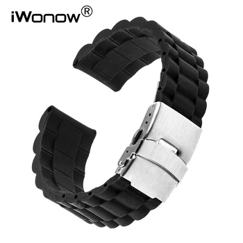 

Silicone Rubber Watchband Steel Buckle Strap for Tissot Longines Mido Omega Watch Band Wrist Bracelet 17 18 19 20 21 22 23 24mm