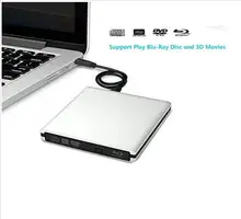 Aluminum External USB 3.0 Bluray Drive BD-RE BD-RW Burner Blu-ray Writer DVD Recorder Writer DVD+/-RW DVD-RAM 3D Player