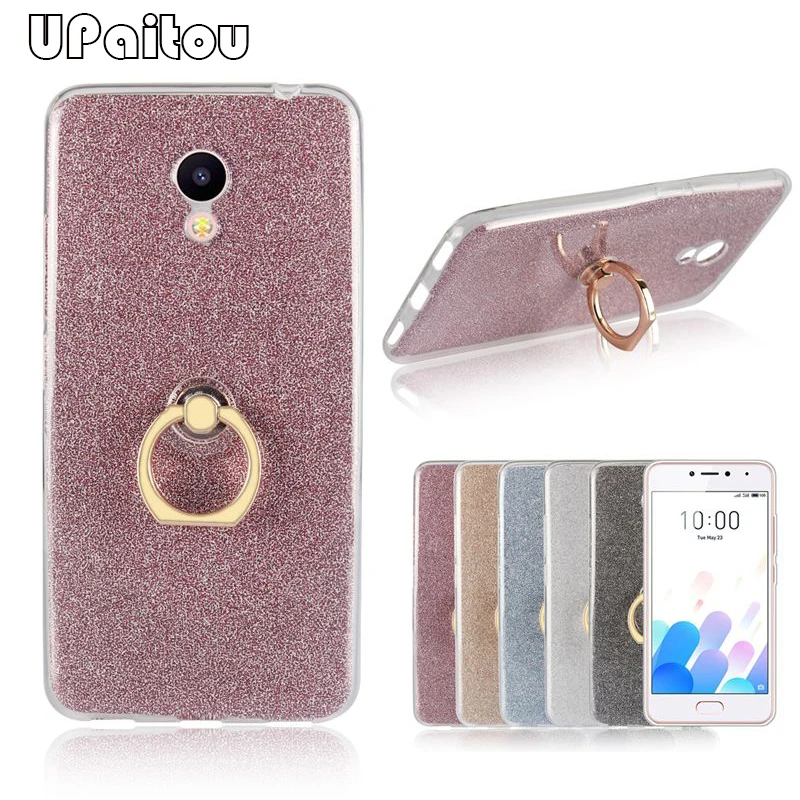 

UPaitou Glitter Bling Case For Meizu M5C M 5C Case Finger Ring Holder Soft TPU Silicone Coque Case for Meizu A5 Phone Cover