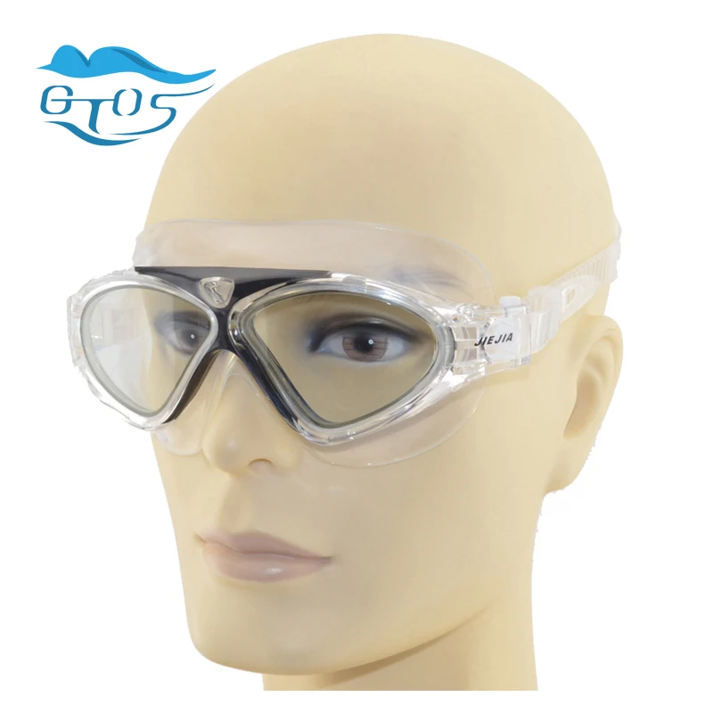 jiejia Profesional  swimming goggles for men women underwater  big classes anti-fog waterproof  UV swimwear silicone belt