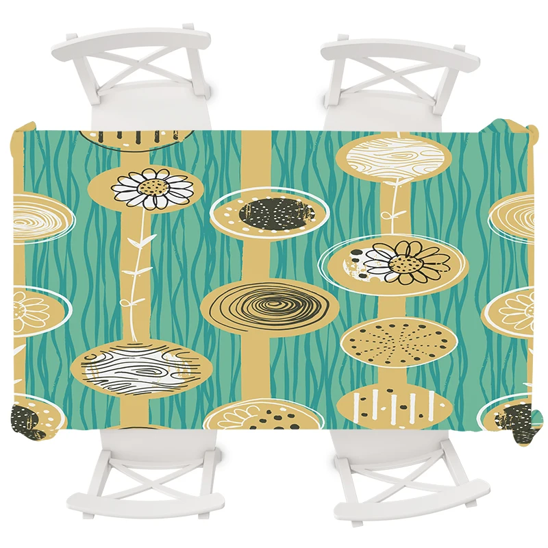 

Abstract Plant Flower Round Tablecloth Oilproof Anti-dirty Waterproof Tablecloth Nordic Geometric Decor Rectangular Table Cloth