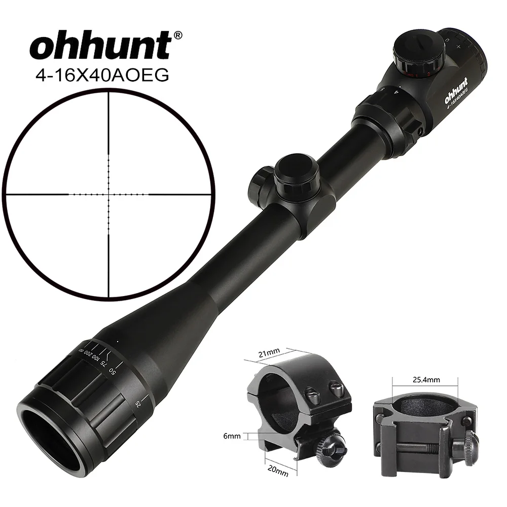 Ohhunt 4-16X40 AOEG Hunitng Combo Riflescope Mil Dot проволочная сетка с красно-зелеными лазерными прицелами и красным точечным тактическим оптическим прицелом - Цвет: Low Picatinny Rings