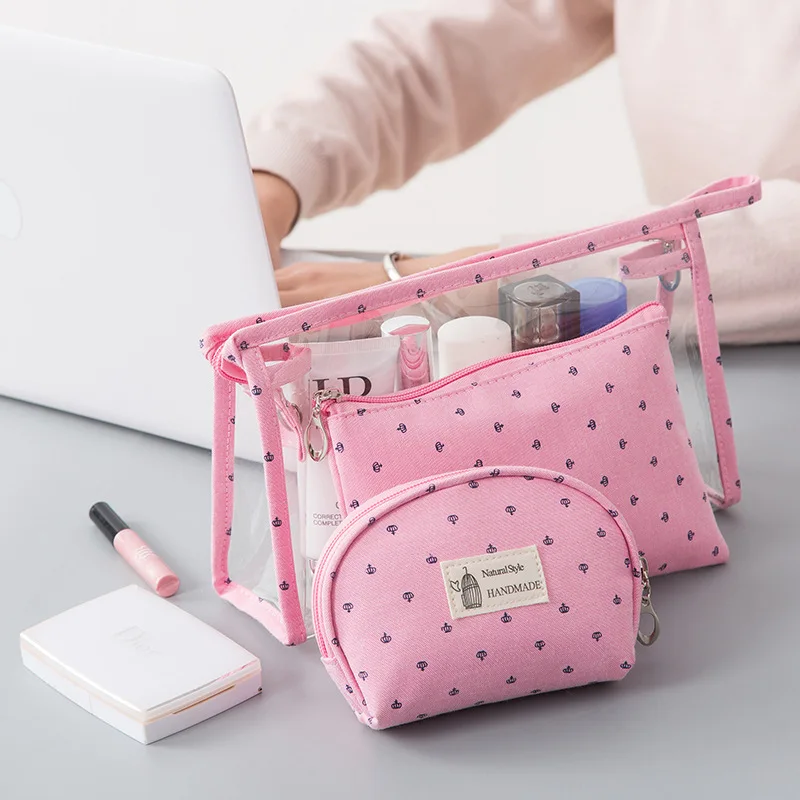 

3Pcs/set Travel portable wash bag Hand holding cosmetic bag Beauty Wash Organizer Toiletry Pouch Women Make Up bag
