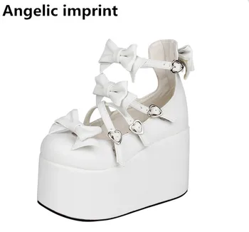 

Angelic imprint woman mori girl lolita cosplay shoes lady super high wedges heels pumps women princess dress party shoes 10cm 47