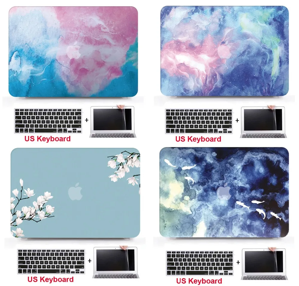 Laptop Shell Case Keyboard Cover Screen Film Protector For 11 12 13 15 font b Apple