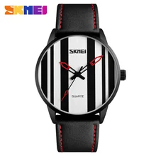 SKMEI Fashion Leather Quartz font b Watch b font Men Waterproof Wristwatch Business Waterproof Sports Quartz