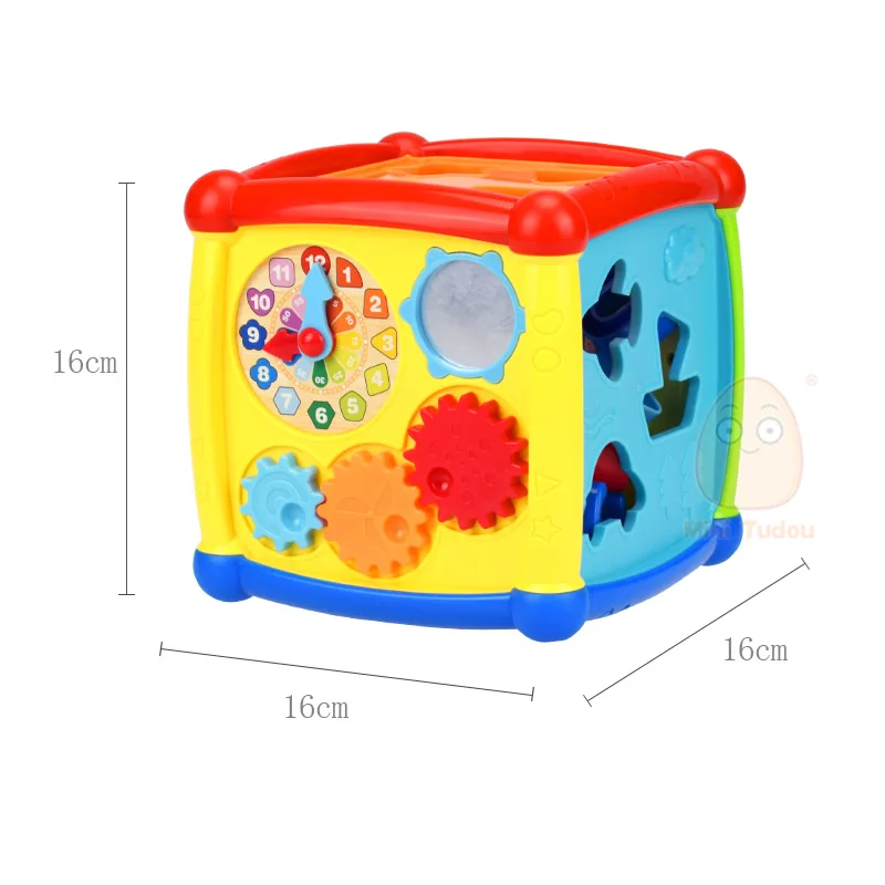 Baby Toys Multifunctional Learning Cube With Clock Sort Geometric Blocks Stacking Cups Early Educational Toy For Kids