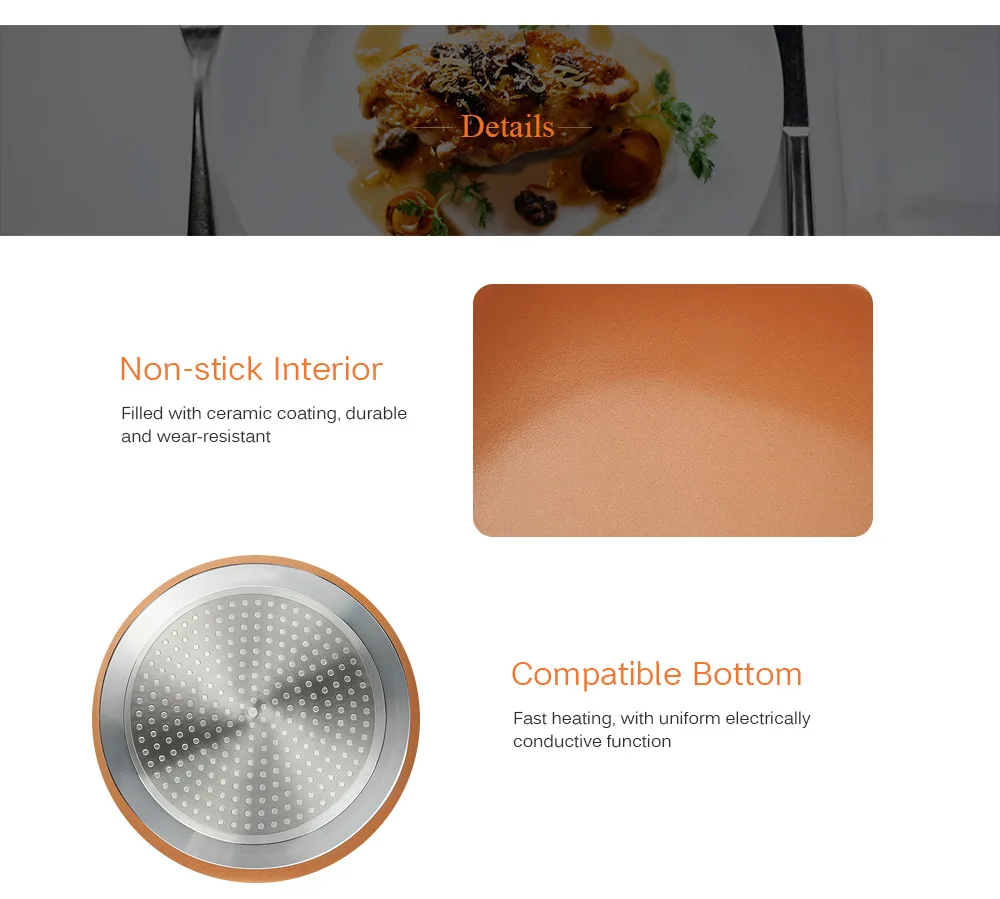 7pcs Square Nonstick Copper Pan Frying Basket Steamer Tray Pastry Brush