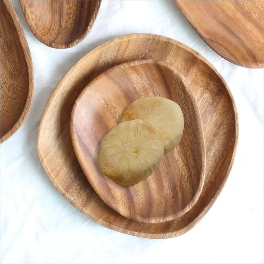 wooden plate Round Dinner Plate Beef Steak Fruit Snacks Tray Tea Tray restaurant plates Wood Plates Food Storage Tray