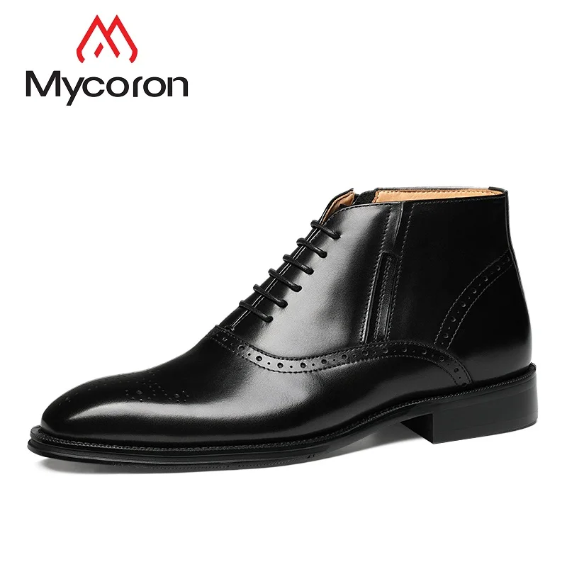 

MYCORON MenLuxury Brand Ankle Boots Man Pointed Toe British Style Chelsea Shoes Men Business Casual Shoes Bota Masculina