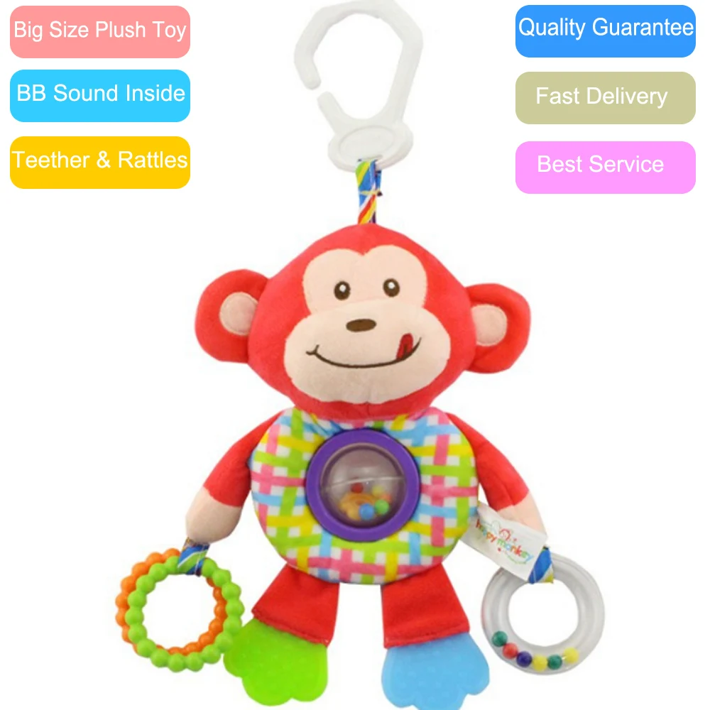 Fondlecare Lucu Kartun Monyet Hewan Lonceng Tangan Bayi Mainan