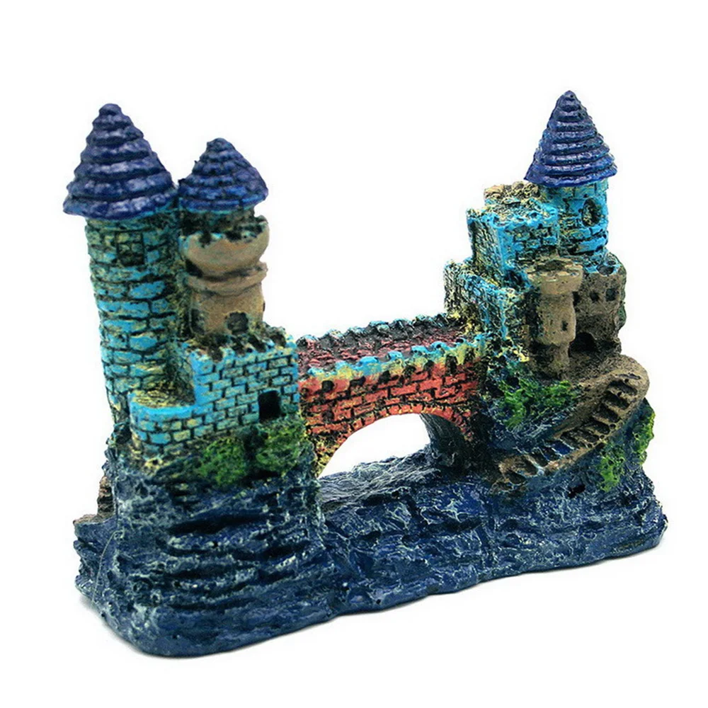 Fish Tank Decorative Castles Resin Cartoon Castle for Aquariums