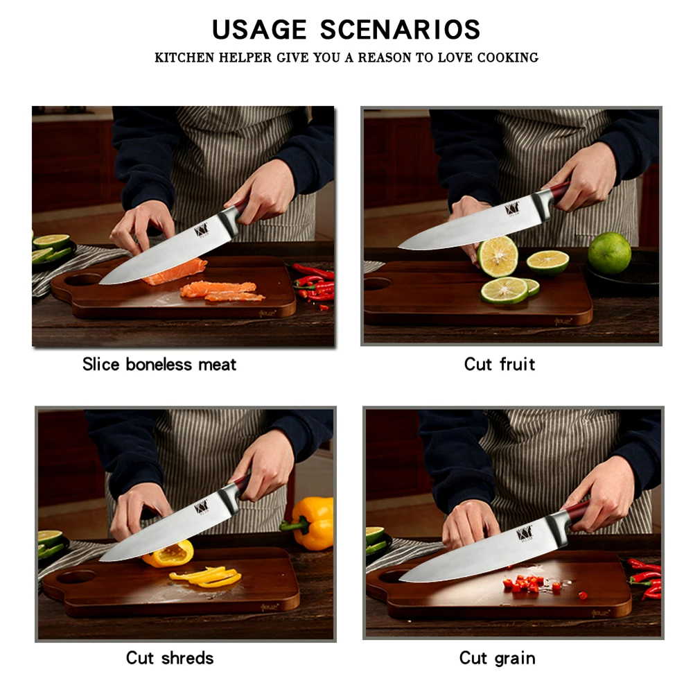 XYj набор кухонных ножей из нержавеющей стали Ножи Ножницы 8 ''шеф-повара для нарезки хлеба 7'' сантоку 5 ''Универсальный 3,5'' нож для очистки овощей