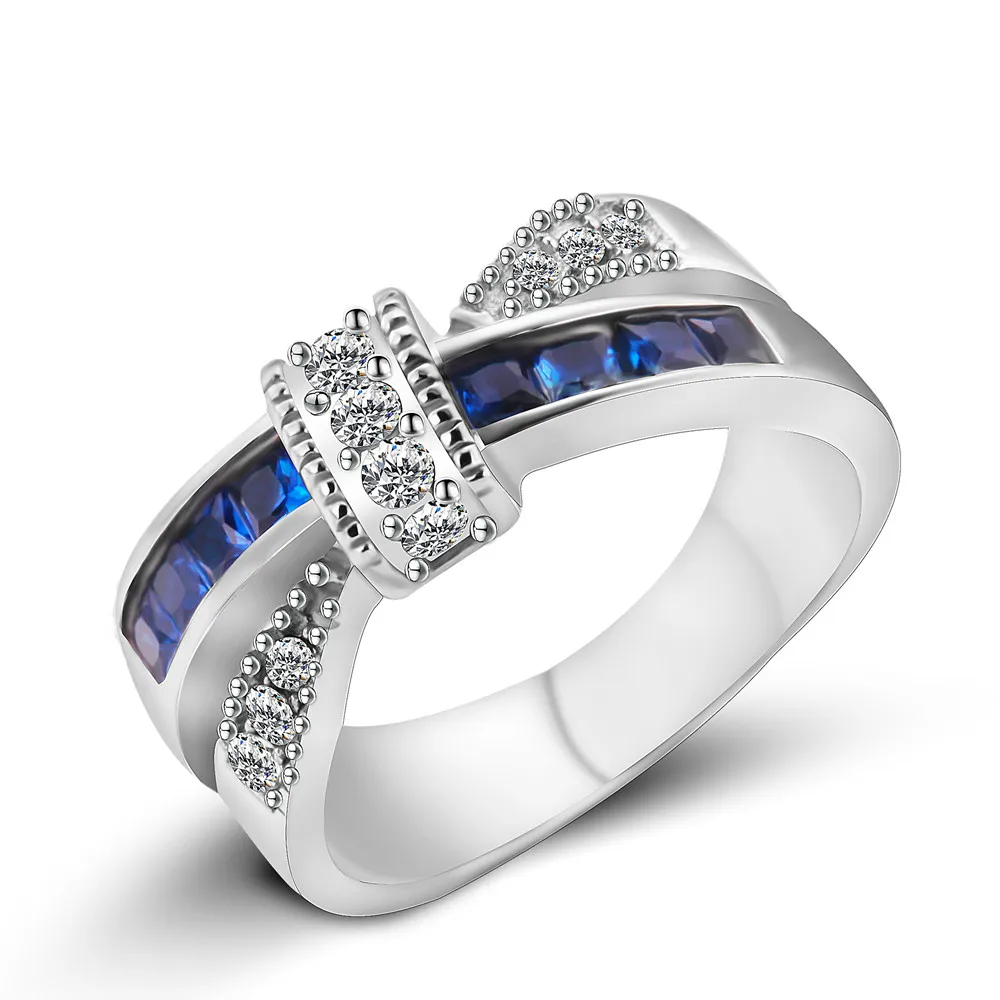 eejart Stainless Steel amethyst cross finger ring for lady
