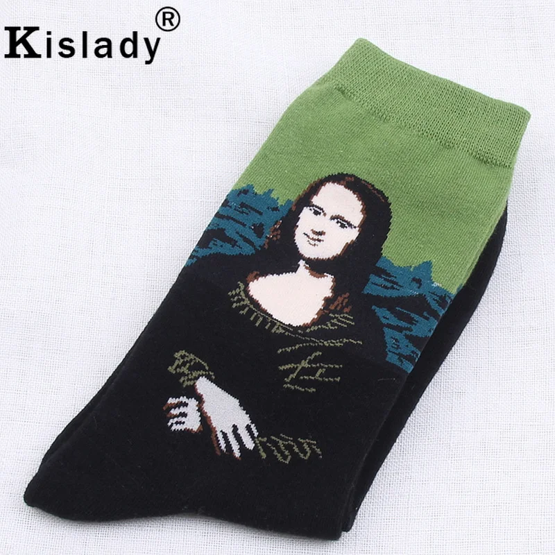 Зимние носки размера плюс Wo мужские s Mona-Lisa картина маслом художественные носки мужские Harajuku модные пушистые носки унисекс новые роскошные забавные носки