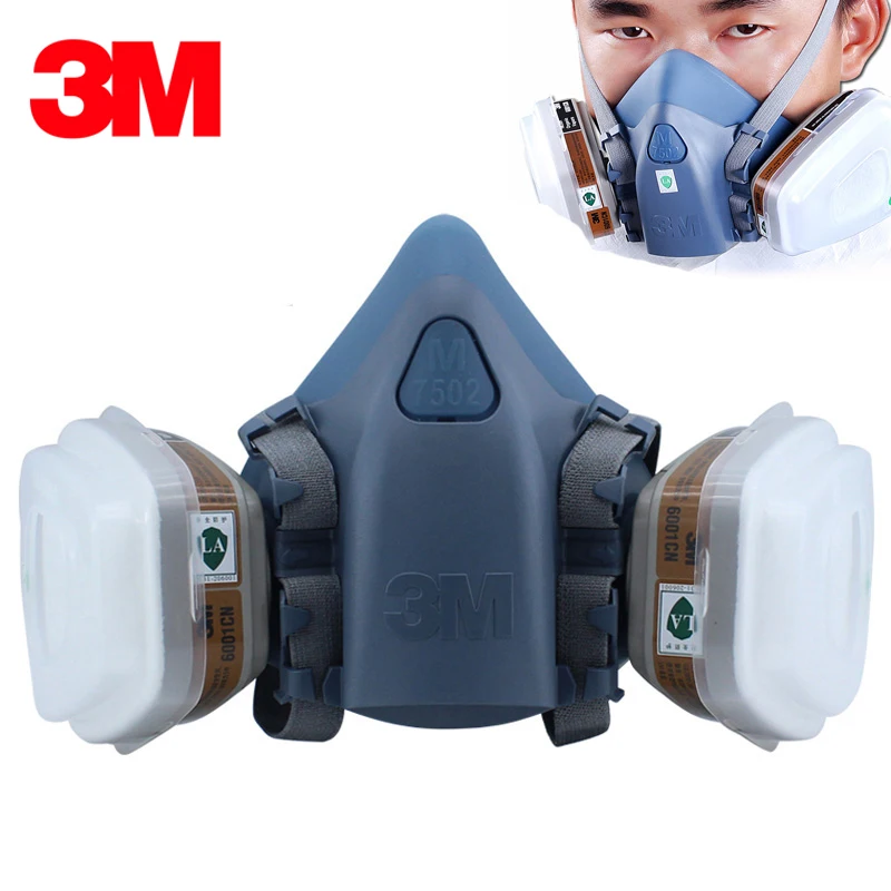 Vente 3 m 7502 7 Pièce Costume Respirateur Peinture Pulvérisation Visage Masque À Gaz demi visage masque pour construction exploitation minière