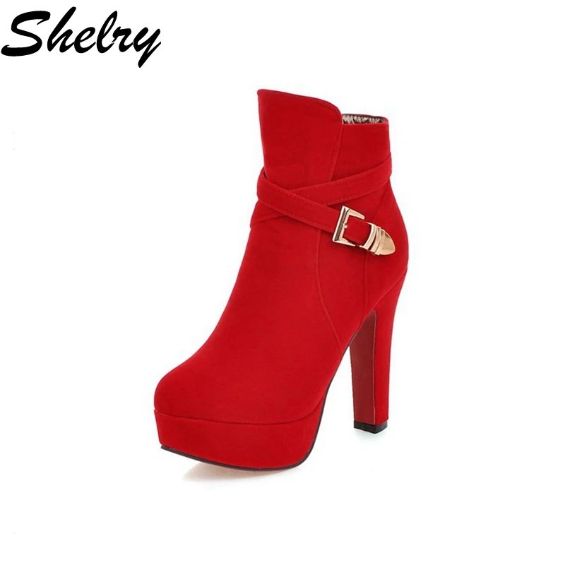 2016 de invierno zapatos de tacón alto tobillo botas de boda rojo puente  ronda plataforma del dedo del pie zapatos de calidad vendedora caliente  fresco botas calientes|warm boots|high heel ankle bootsheeled ankle