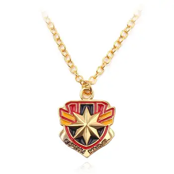 

Avengers 4 Surprise Captain Badge Logo Necklace Gold Long Chain Pendant Necklace for Men Hot Movie Fan Jewelry Wholesale