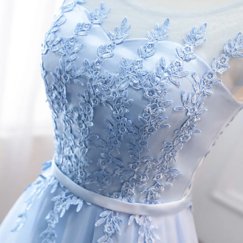 Женское длинное платье с вышивкой коротким рукавом на весну 2019|blue bridesmaid dress|bridesmaid