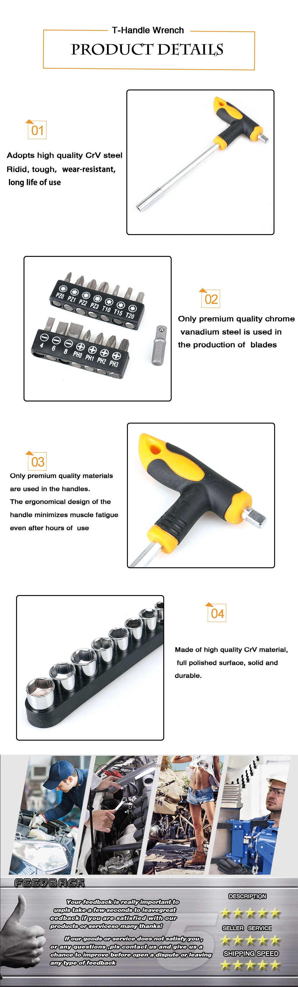 Набор гаечных ключей с Т-образной рукояткой, Набор бит Phillips, щелевой ручной инструмент для ремонта дома