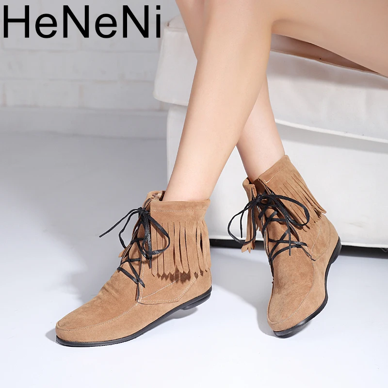 

Fringe Women Warming Boots Suede Outdoor Winter Flat With Casual Shoes Durable Female Snow Boots Footwear zapotos mujer