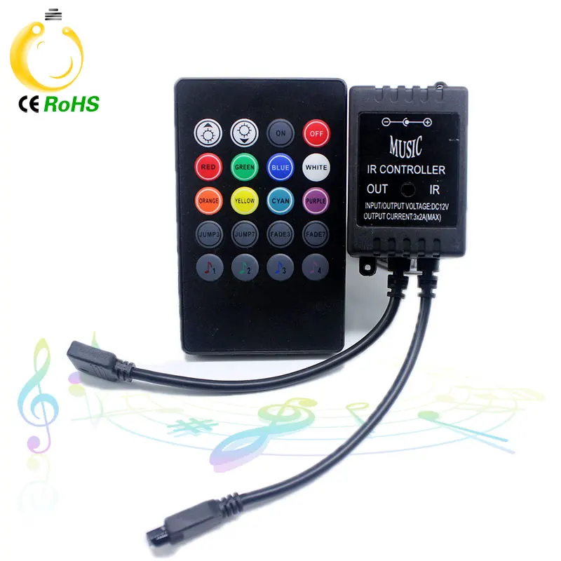 NEW Black LED Music Controller 20 Keys 12V Voice Sensor Sound IR Remote For RGB Strip Lights | Освещение