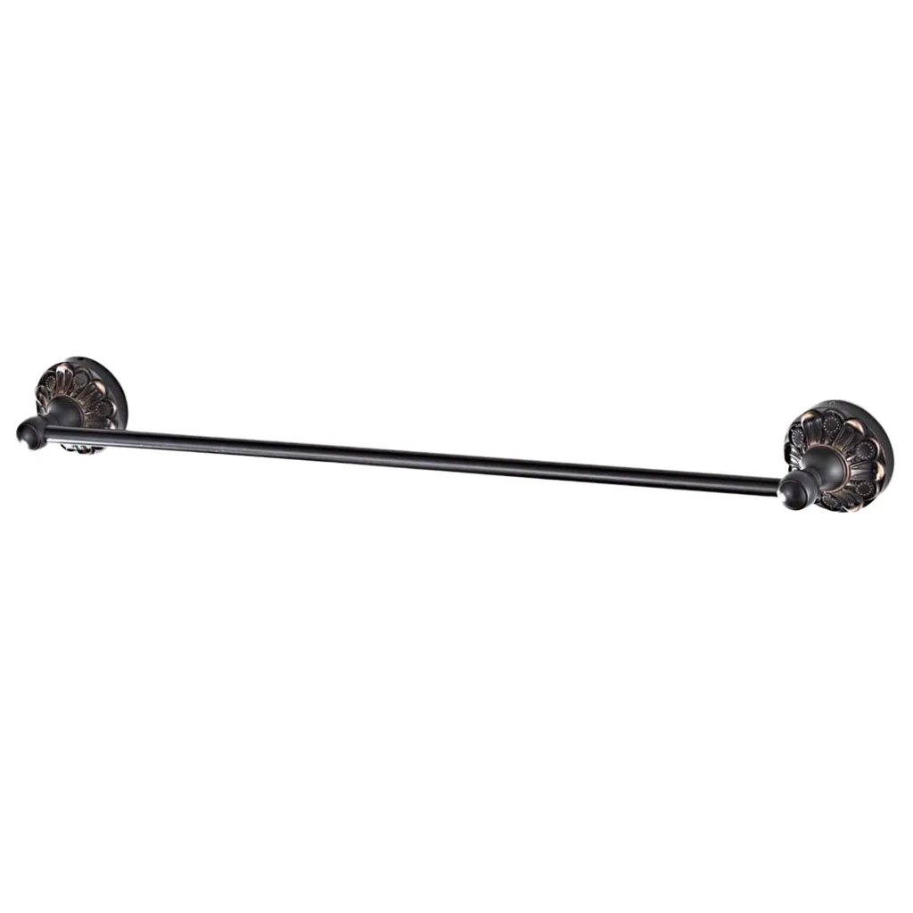 Vintage Style Brass Finish Bathroom Towel Rails Rack Bars & Toilet Brush Set