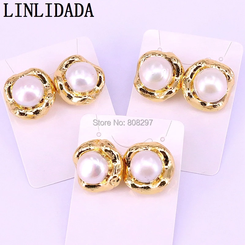 5 пар Мода натуральный жемчуг серьги шпильки Золотой цветок Форма жемчужные серьги для Для женщин украшения подарок