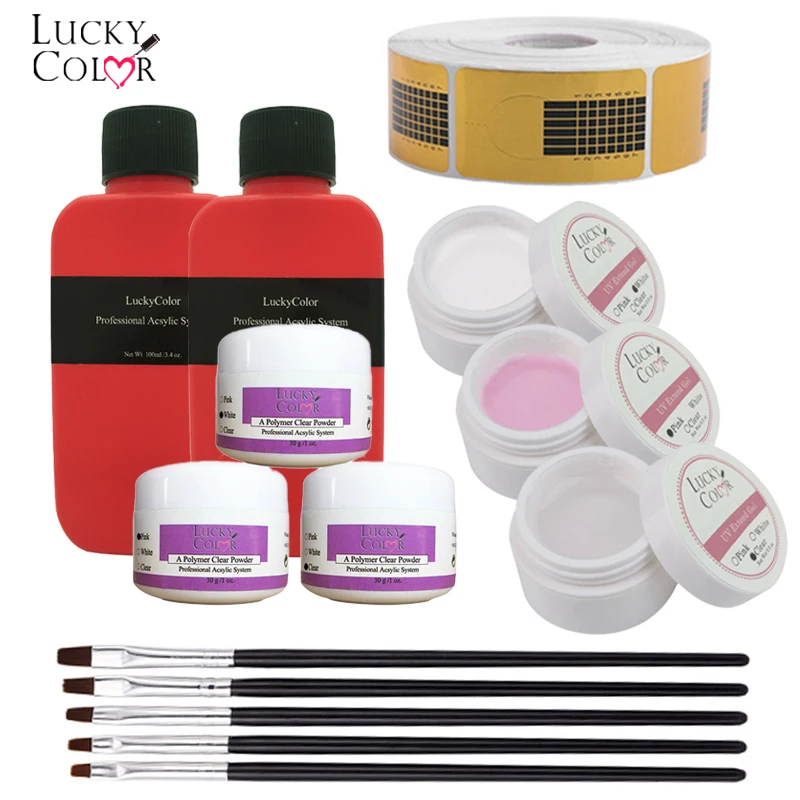 

Lucky Color Professional Brush Clearner /Acrylic Liquid/Brush/Extension Glue / Paper Tray for Nail Extension Tips False Nail Art
