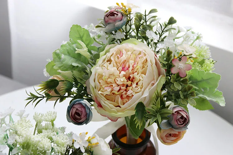 Wedding Bouquet for bridesmaids flowers artificial rose peony (6)