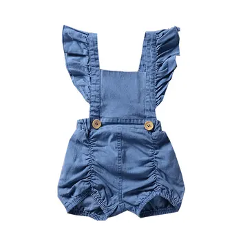 

Newborn Fashion Kids Girls Overalls Solid Jean Short Toddle Baby Girl Button Decoration Cute Sleeveless Romper Children Clothes