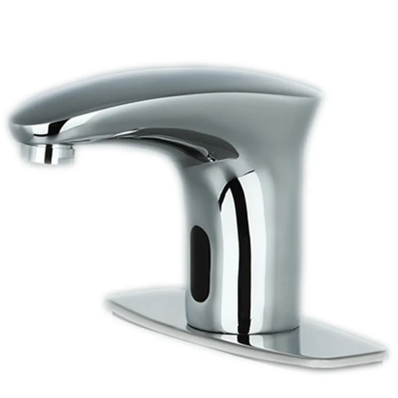 

Free shipping Single cold automatic sensor faucet with single hole polished chrome bathroom basin sink sensor faucets