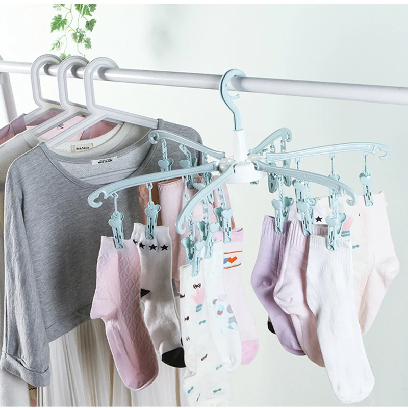 1pcs 18 Clip Laundry Clothes Hanger Multifunction Rotatable Folding