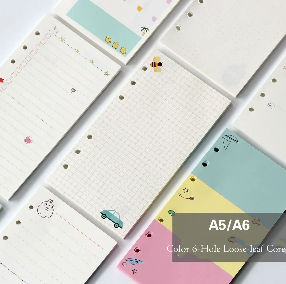 Notebook Paper A5 A6 Filler Papers Notebook Inner Core Six Hole Loose