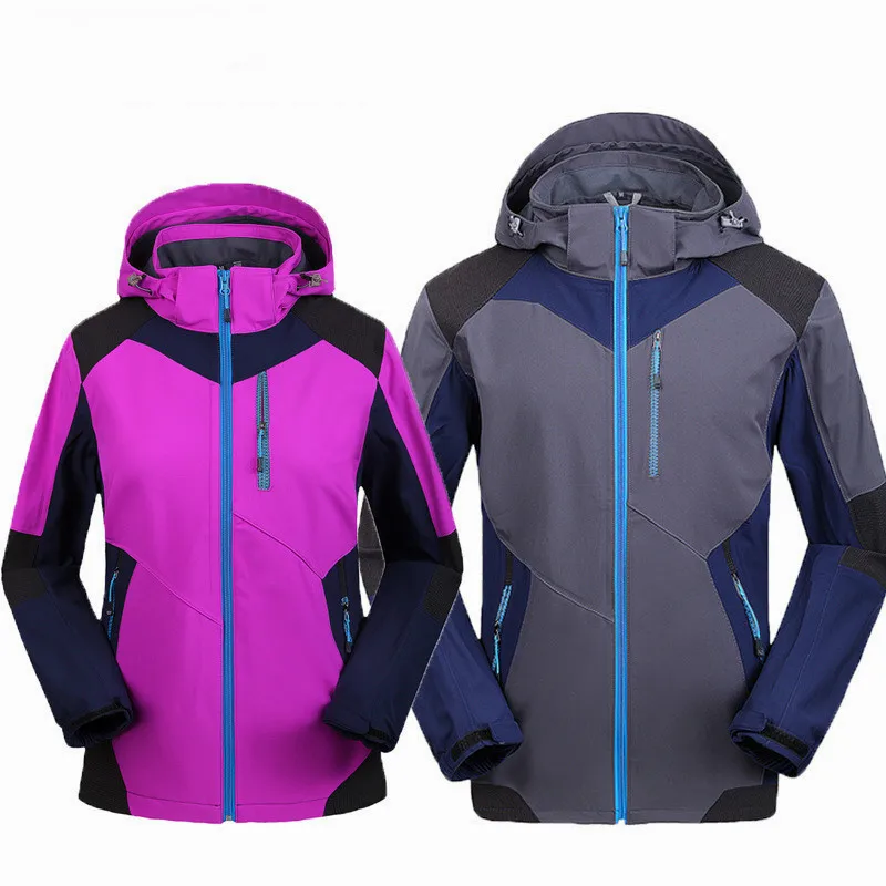 Women&Men Winter Outdoor Hooded Patchwork Softshell Hiking&Ski Jacket Autumn Windproof Inner Fleece Camping Clothes Women&Men Winter Outdoor Hooded Patchwork Softshell Hiking&Ski Jacket Autumn Windproof Inner Fleece Camping Clothes