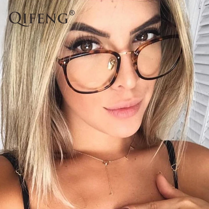 

QIFENG Optical Eyeglasses Frame Women Computer Eye Glasses Myopia Spectacle Frame Female For Women's Clear Lens Eyewear QF117