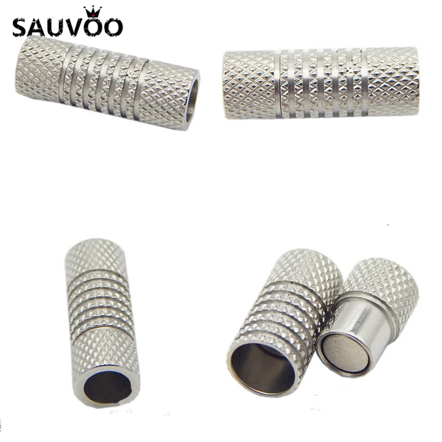 

1set/lot Silver Stainless Steel Strong Magnetic Clasp Fits for 3/4/5/6mm Round Leather Cord Necklaces Bracelets Connectors F3479
