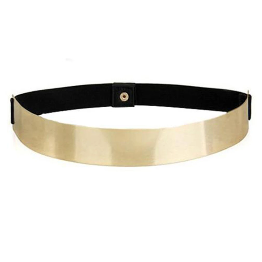 Sexy Lady Gold belt for Women Elastic Mirror Metal Waist Belt Metallic