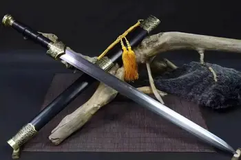 

Handmade Sharp Octa 1060 Folded Damascus Steel Wushu Sword Kung Fu Han Jian Full Tang Can be Cut Bamboo