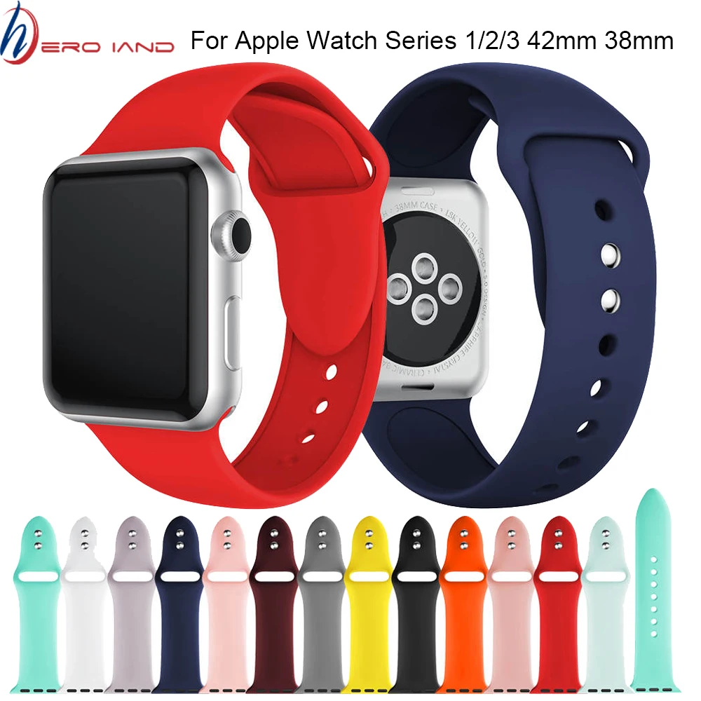 

42mm 38mm Sports Silicone Watch strap band for apple watch band Series 1/2/3 Wrist Strap for iwatch 4 40mm 44mm bands Bracelet