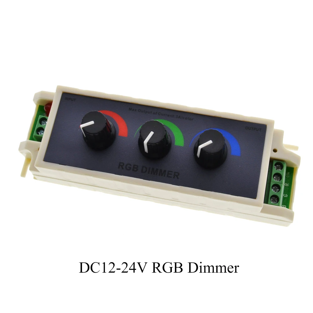 

RGB Dimmer Stepless Adjustable Switch LED Strip Lights Controller DC 12-24V Three way switch