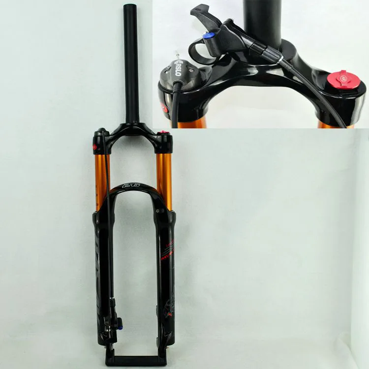 MTB велосипедная воздушная вилка 26 27,5 29er, подвеска для горного велосипеда, устойчивость воздуха, демпфирование масла, газа, масла, вилка, линия дистанционного управления велосипедным усилителем - Цвет: 26RL Gloss Black