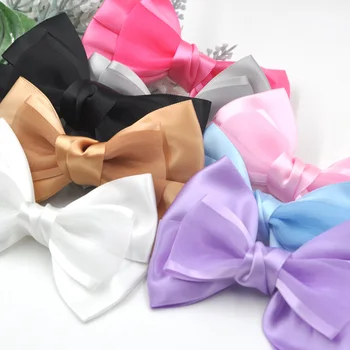 

5pcs Big Organza Satin Ribbon Bows Flowers Sewing Appliques 100x70mm A296
