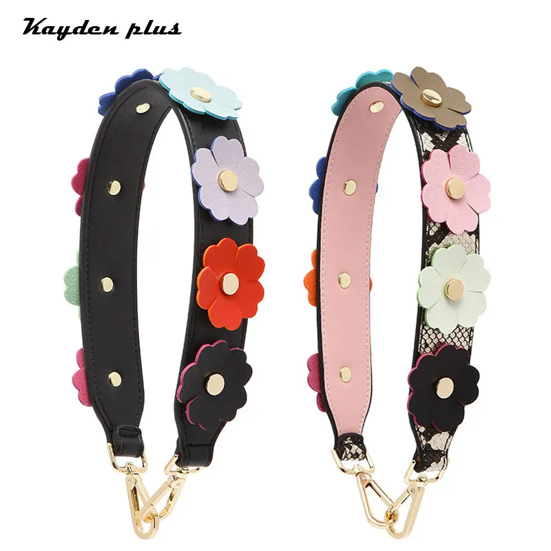 

Leather Flower Wide shoulder Strap Beautiful Bag Belt Portable Replacement Snake Strap Handmade Decoration Accessories