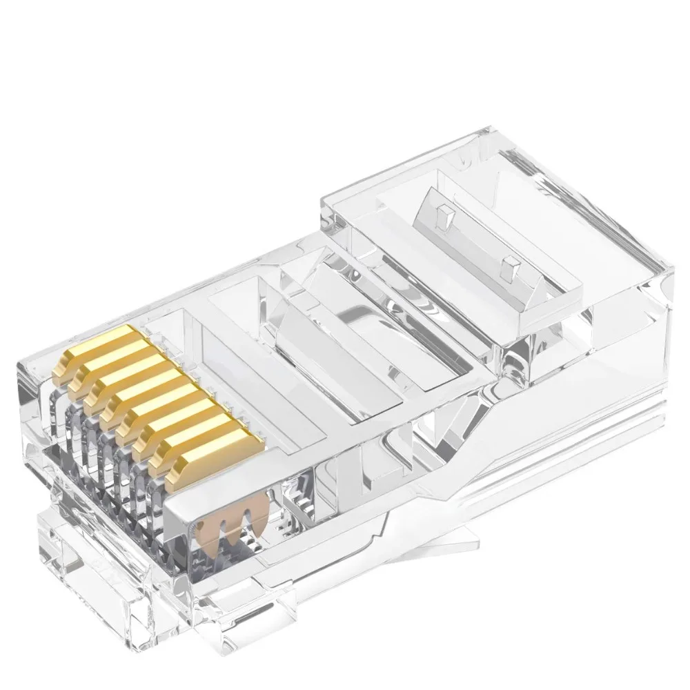 AMPCOM RJ45 модульный разъем UTP 50U позолоченный 8P8C обжимной Конец для кабеля Ethernet
