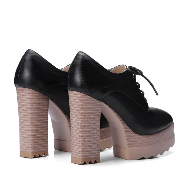 2018 New Platform High Heels Women Oxfords Shoes Ladies Casual Thick Heels Pumps Vintage PU High Heel Ankle Boots Shoes Woman (2)