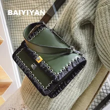 2017 neue Ankunft frauen Handtasche Vintage Gestrickte Kette Umhängetasche Mode Kreuzkörper PU Leder handtasche